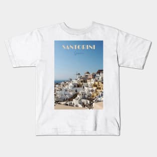 Santorini Travel Poster Kids T-Shirt